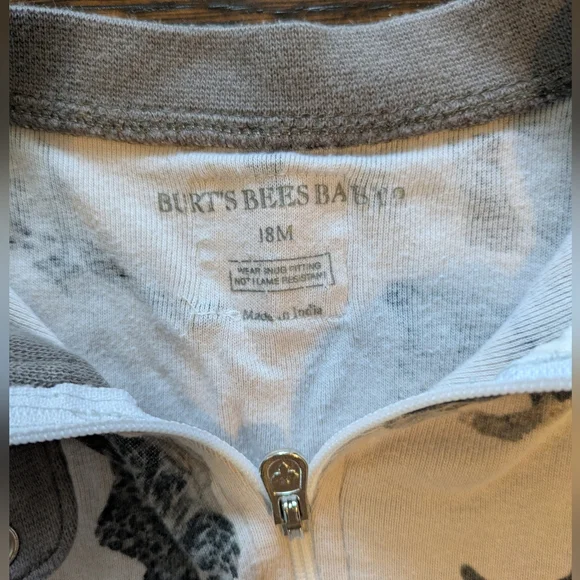 Burt's Bees Gray Jaguar Animal Print Footie Pajamas - Picture 2 of 3